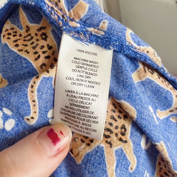 BeachLunchLounge Blue Leopard Animal Long Sleeve Button Up Blouse Women's Size S - Picture 6 of 6